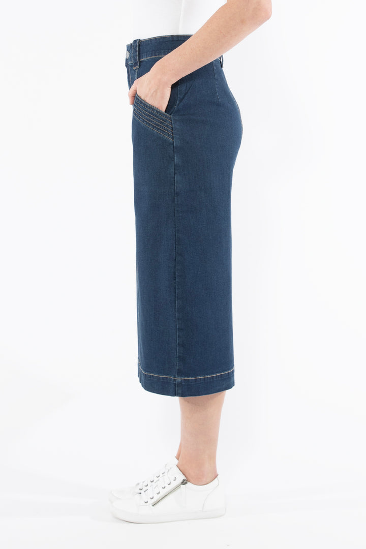 Jump Top Stitched Stretch Denim Skirt