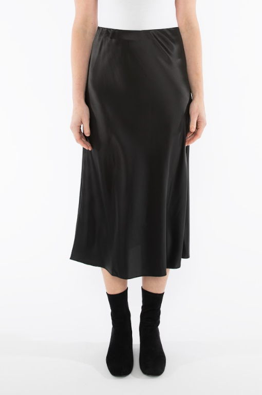 Jump Bias Satin Skirt in Black