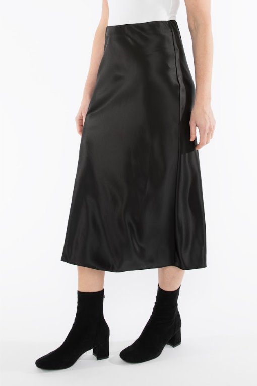 Jump Bias Satin Skirt in Black