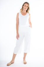 Jump 3/4 Pleat Detail Linen Pant in White