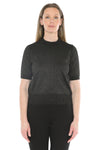 Jump Short Sleeve Lurex Pullover in Black