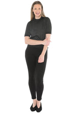 Jump Short Sleeve Lurex Pullover in Black