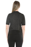 Jump Short Sleeve Lurex Pullover in Black