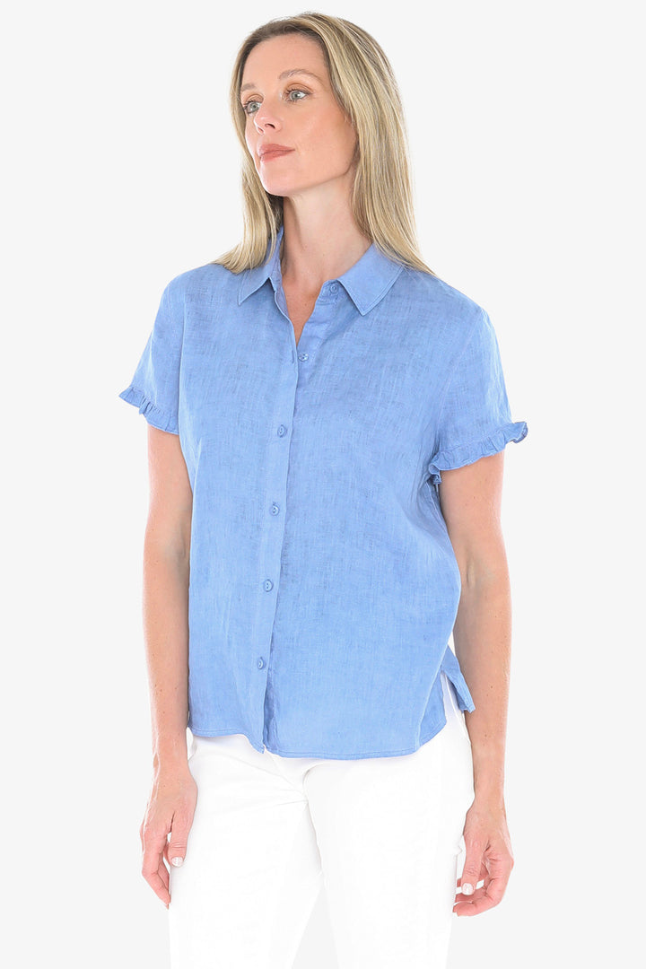 Jump Pigment Ruffle Shirt in Coastal