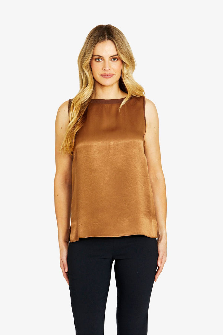 Ping Pong Sammi Contrast Knit Tank in Chestnut