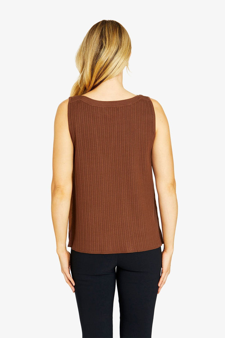 Ping Pong Sammi Contrast Knit Tank in Chestnut