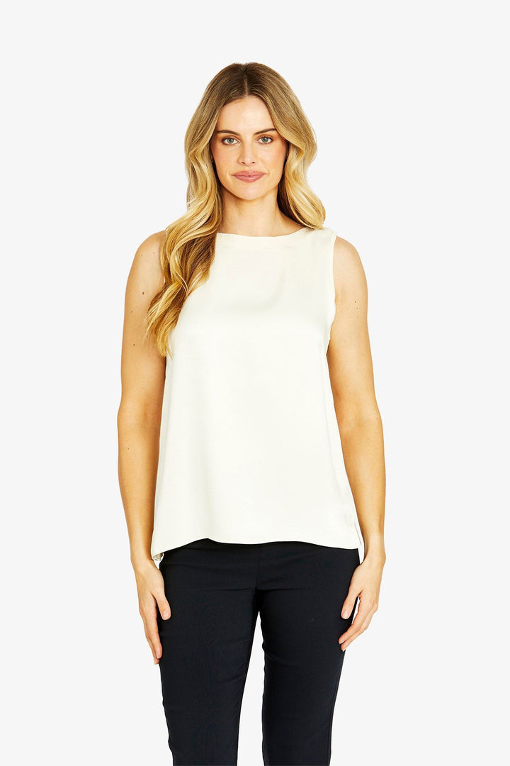 Ping Pong Sammi Contrast Knit Tank in Ivory