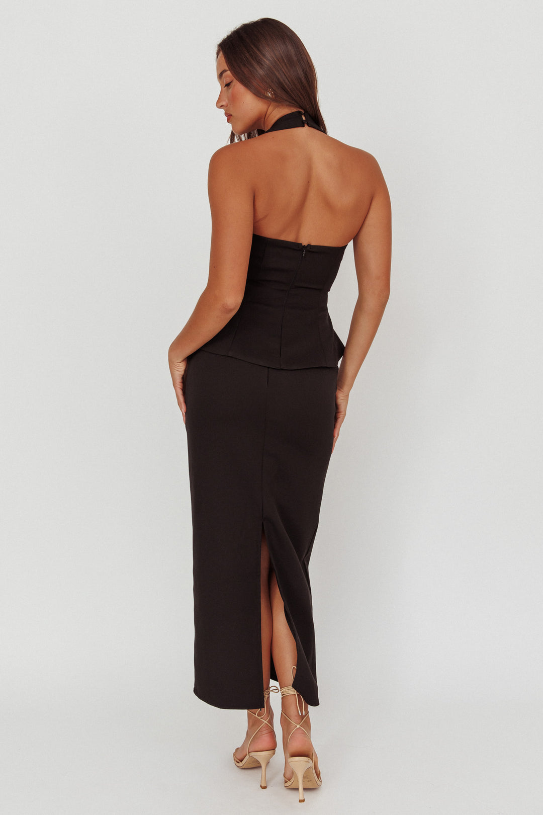 Halter Peplum Top in Black