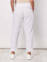 Gordon Smith Ribbed Waist Linen Pant in white