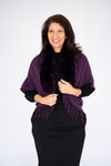 Willow Tree Faux Fur Knit Poncho in Purple
