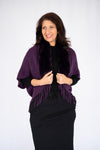 Willow Tree Faux Fur Knit Poncho in Purple