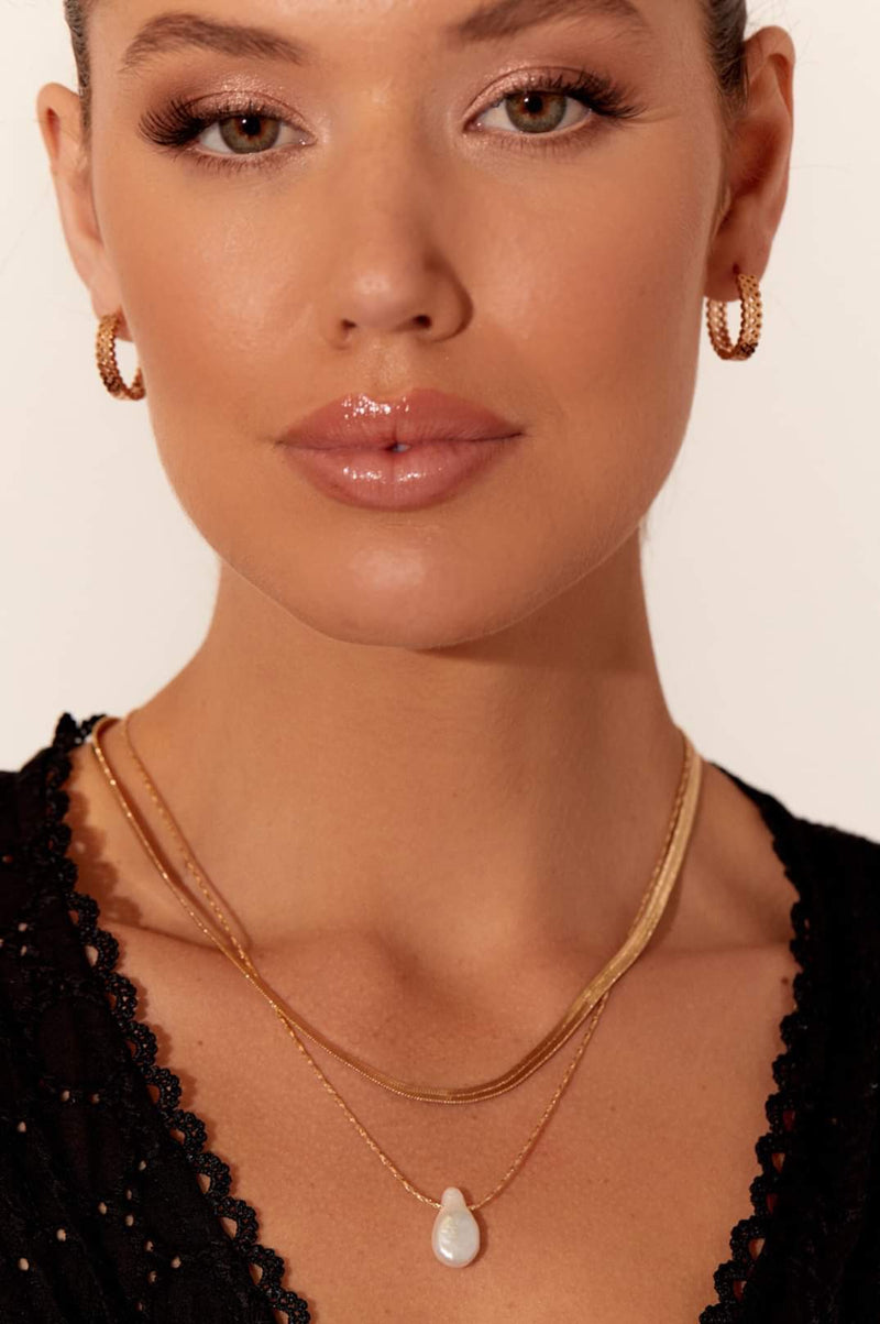 Adorne Baroque Pearl Layered Necklace Gold AND2400