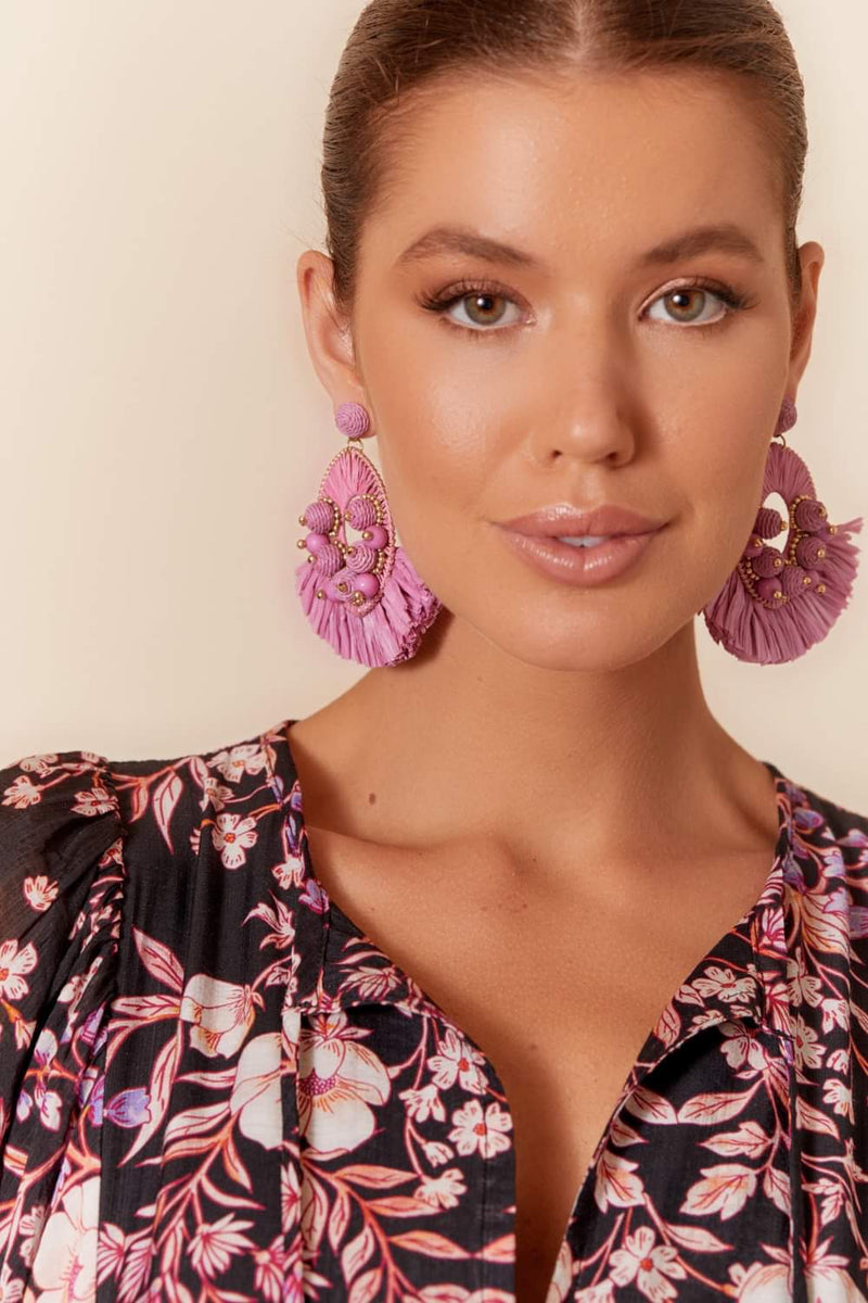 Adorne Statement Fridged Event Earrings Mauve AEA3179