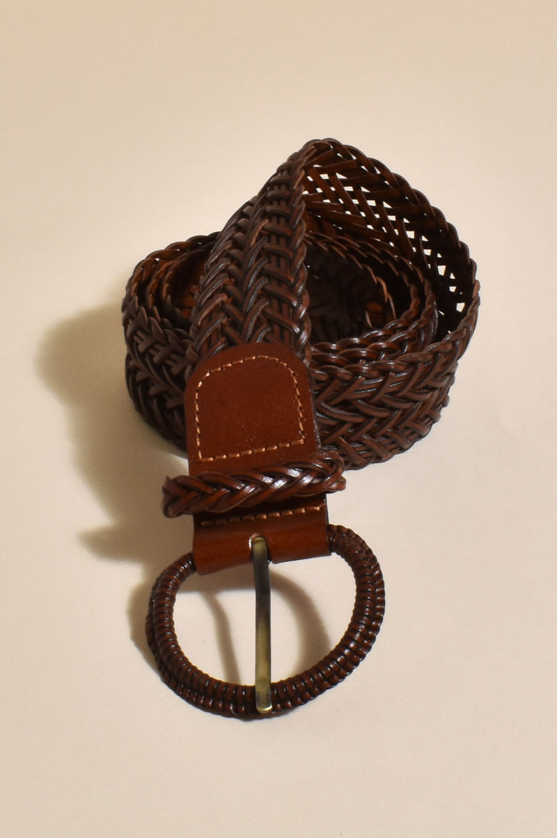Nelly Plaited Leather Belt in Tan