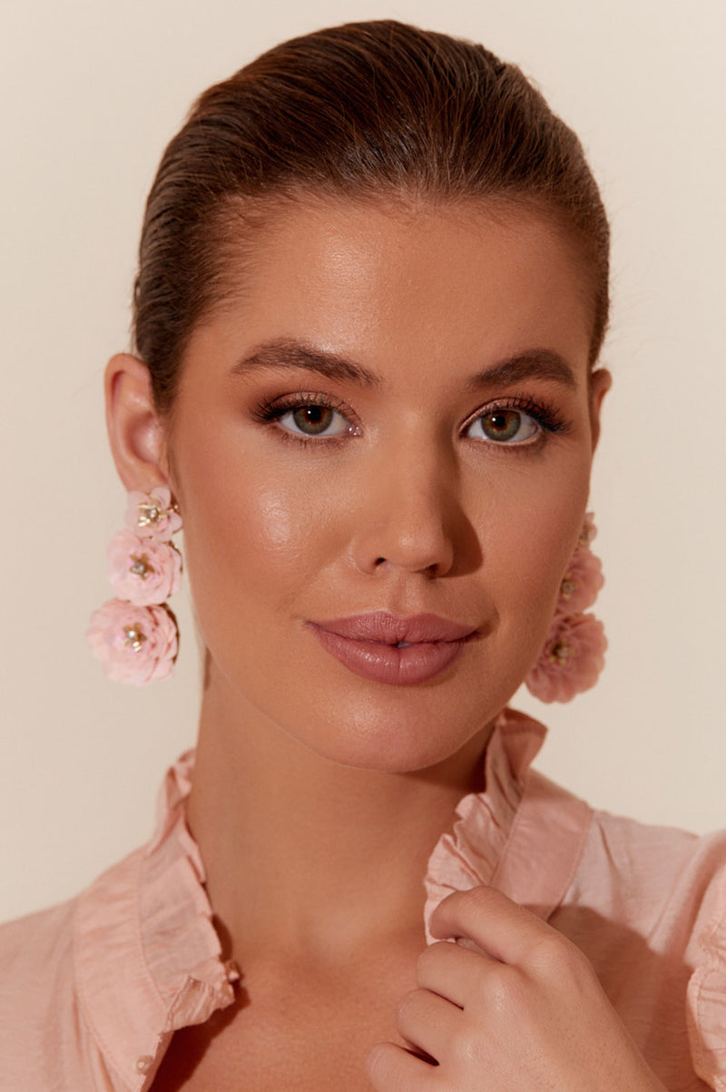 ADORNE SEQUIN FLORAL EVENT EARRINGS IN PINK AEA3154