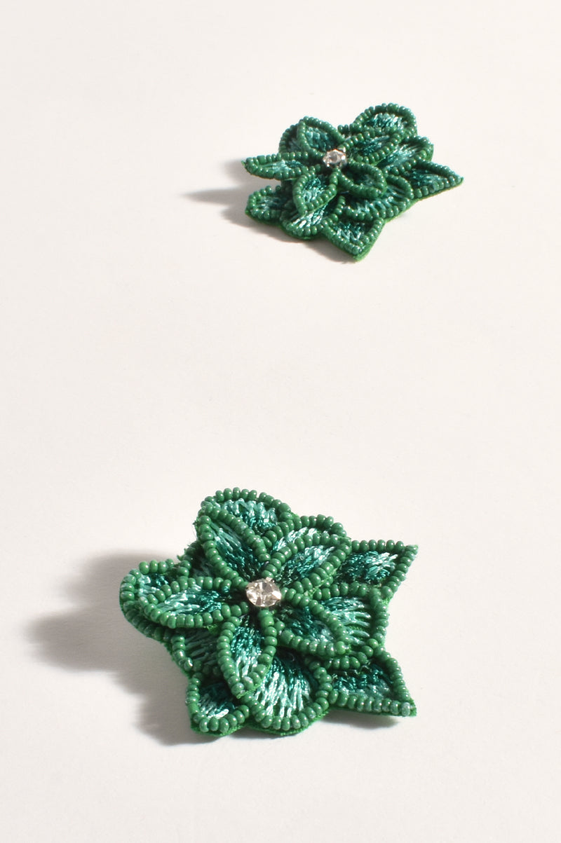 Adorne Layered Hand Stitched Flower Earrings AEA3161
