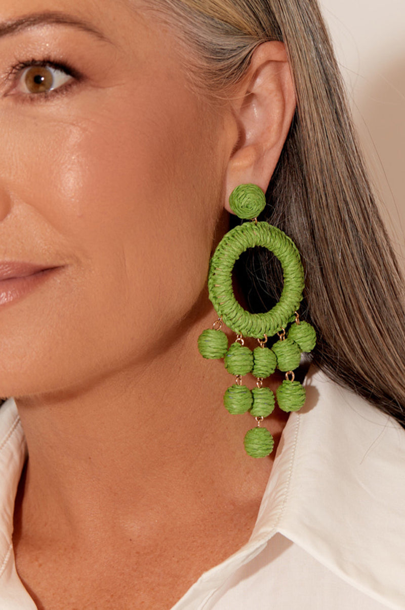 Adorne Apollo Statement Droplet Earrings Green AED3445