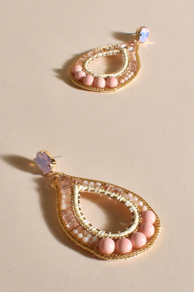 Adorne Ever Statement Jewel Earrings in NudePeach AED3564