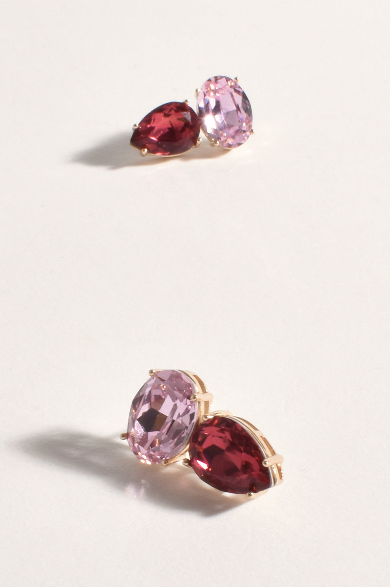 Adorne Delia Two Tone Stud Earrings AED3581 Pink