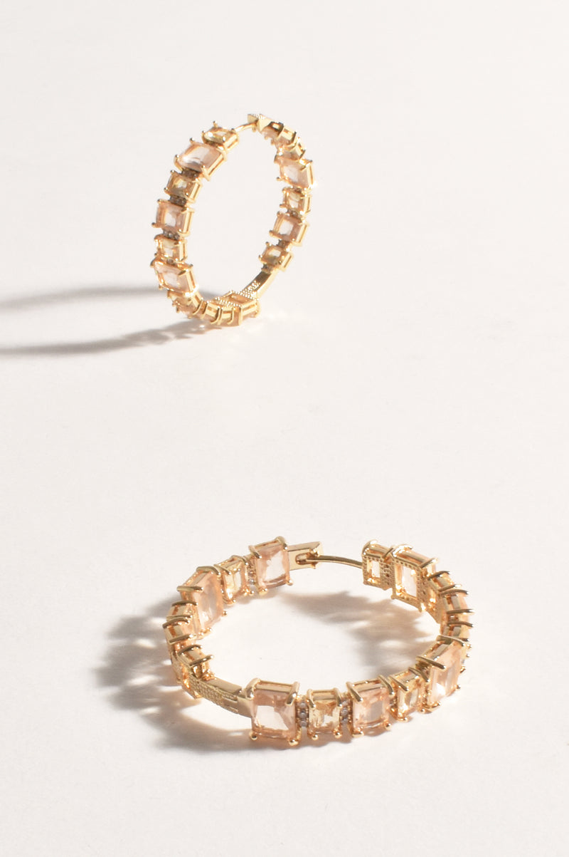 Adorne Maddox Jewelled Cocktail Hoops in Champagne AED3659