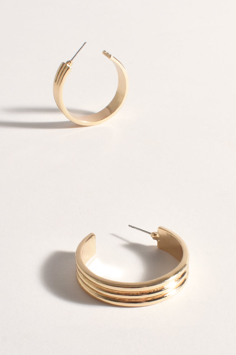 Adorne Ridged Event Hoops AED3805 Gold