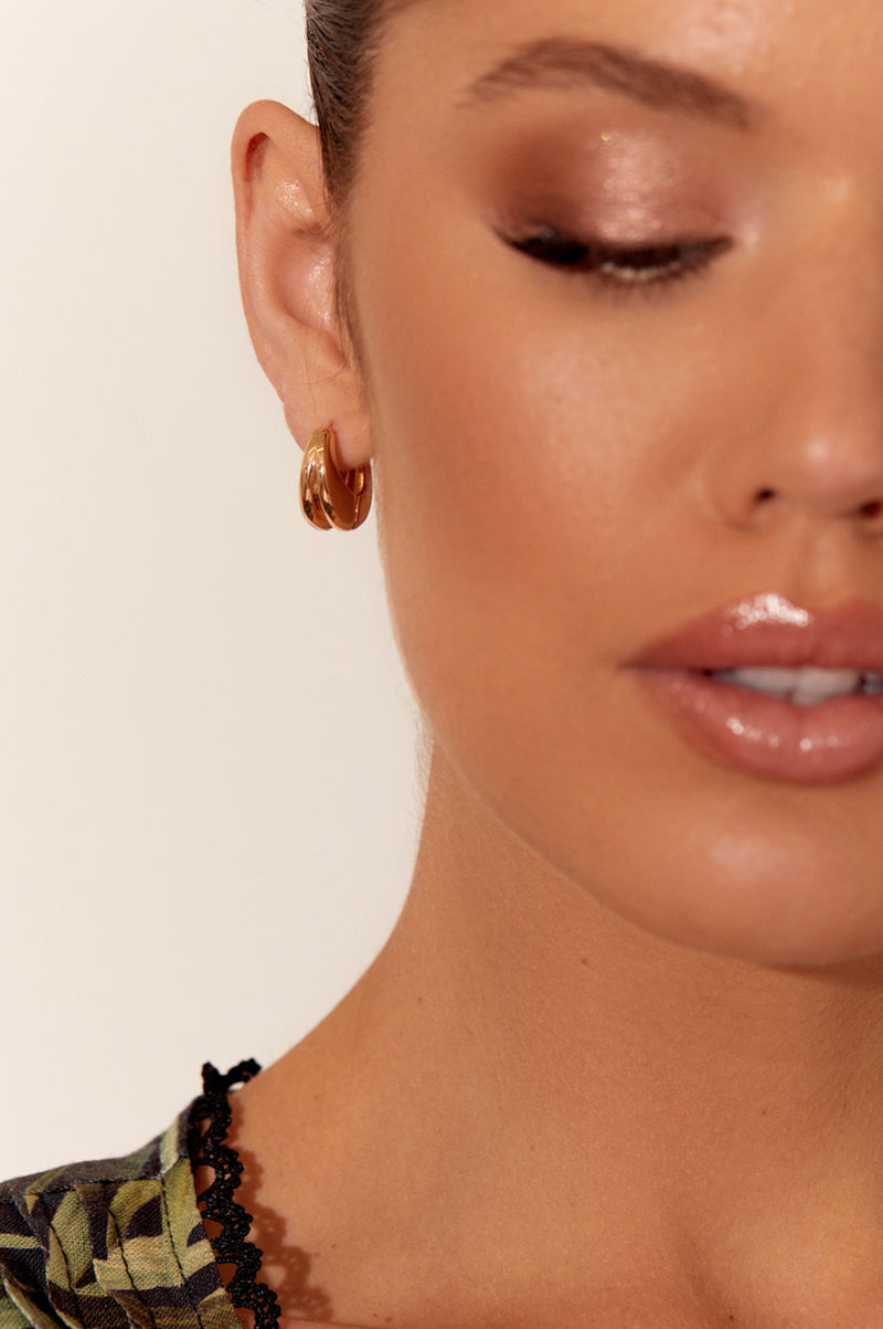 Adorne Chubby Metal Hoops AED3808 Gold