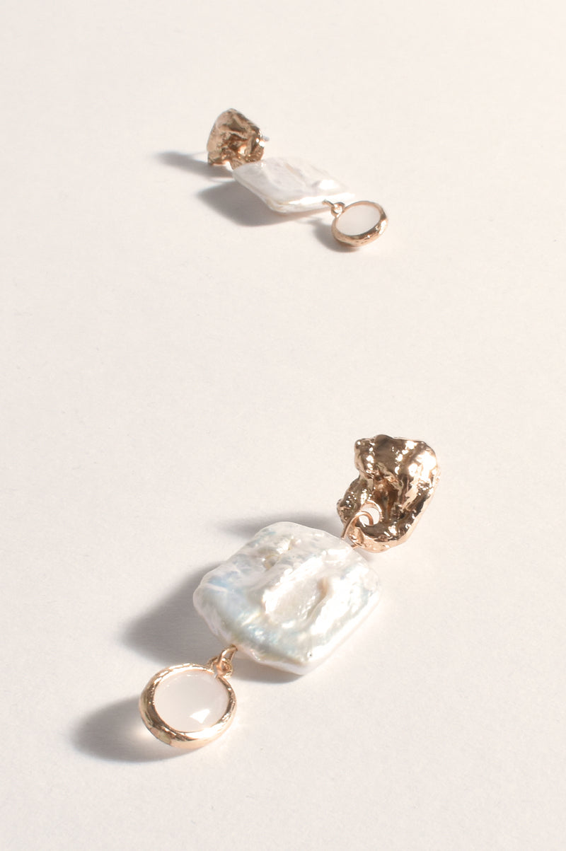 Adorne Glass Drop Organic Pearl Earrings AED3822
