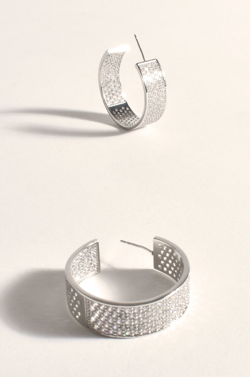 Adorne Wide Diamonte Event Hoops Silver AED3835