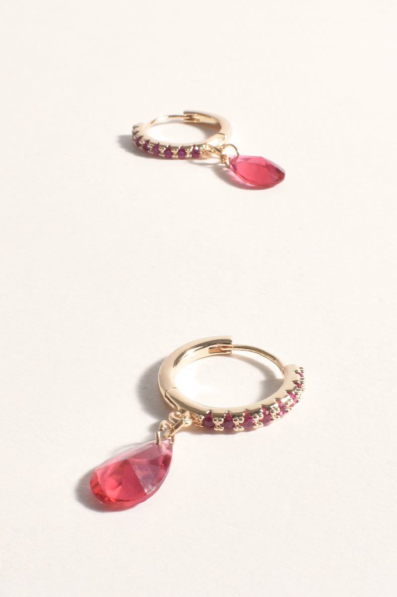 Adorne Mini Jewel Diamante Hoops Pink AED3837