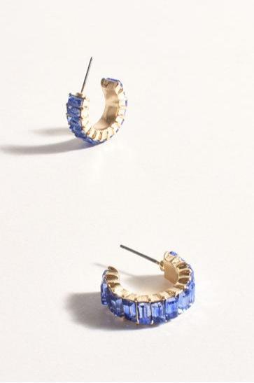 Adorne Baguette Jewel Mini Hoops Blue AED3857