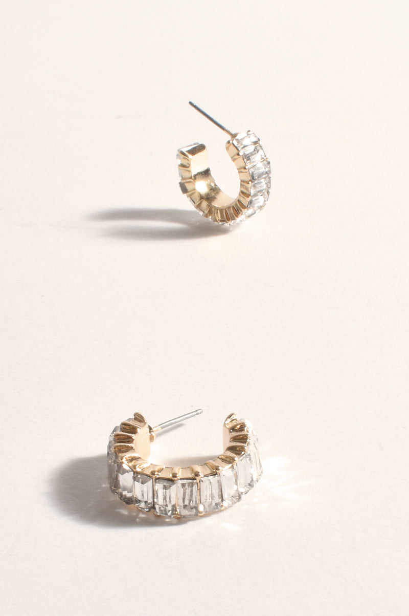 Adorne Baguette Jewel Mini Hoops Crystal AED3857