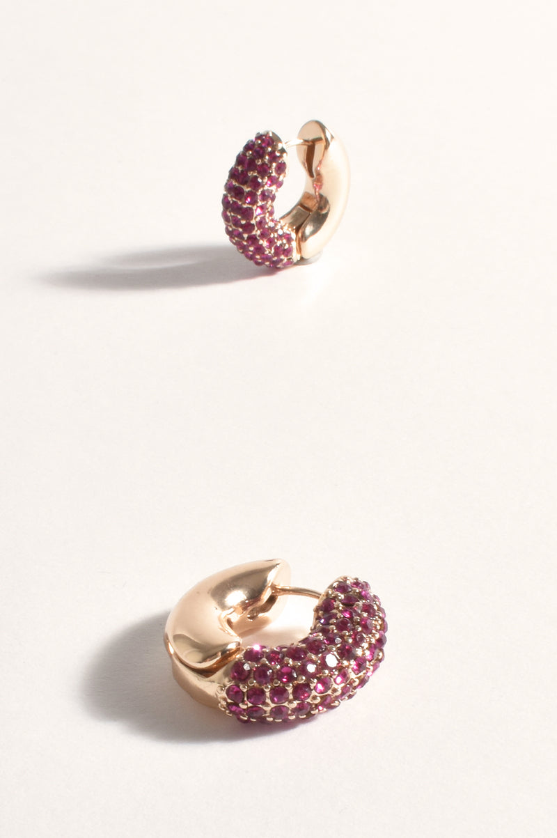 Adorne Jewelled Front Mini Hoops Pink AED3880