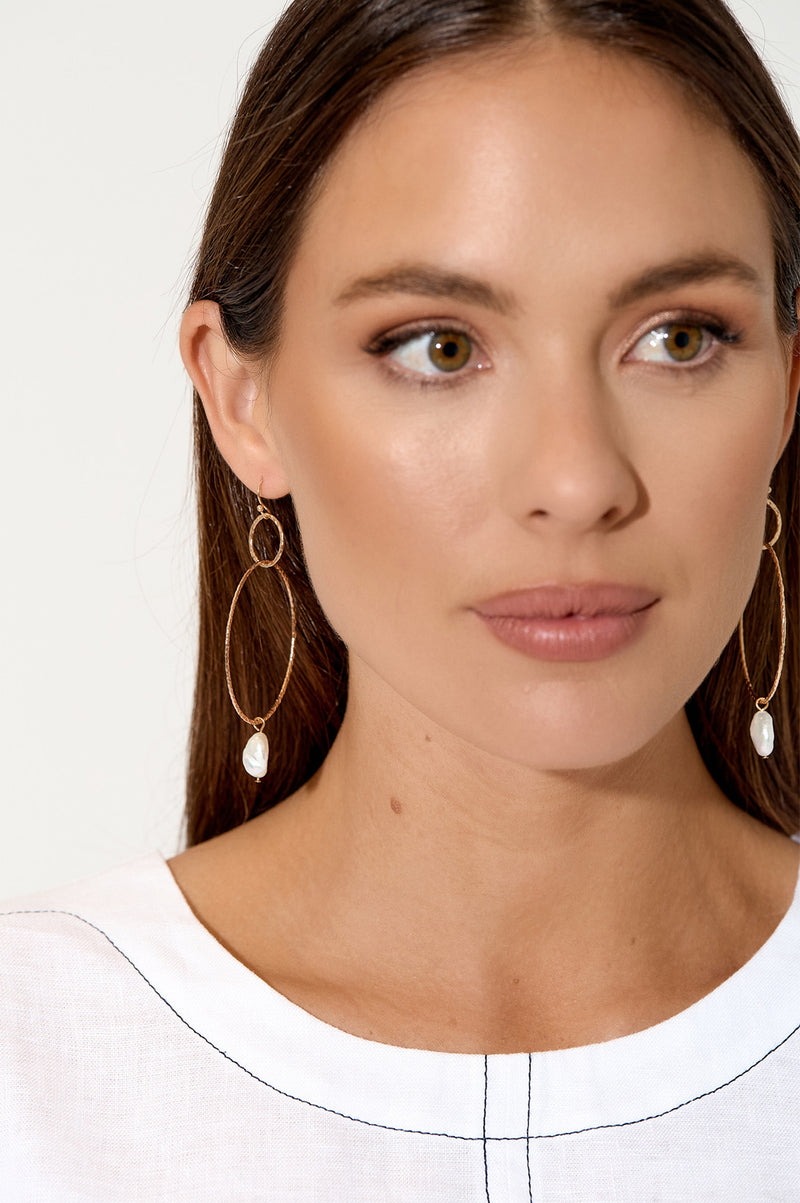 Adorne Pearl Drop Fine Ring Hook Earrings AED3953