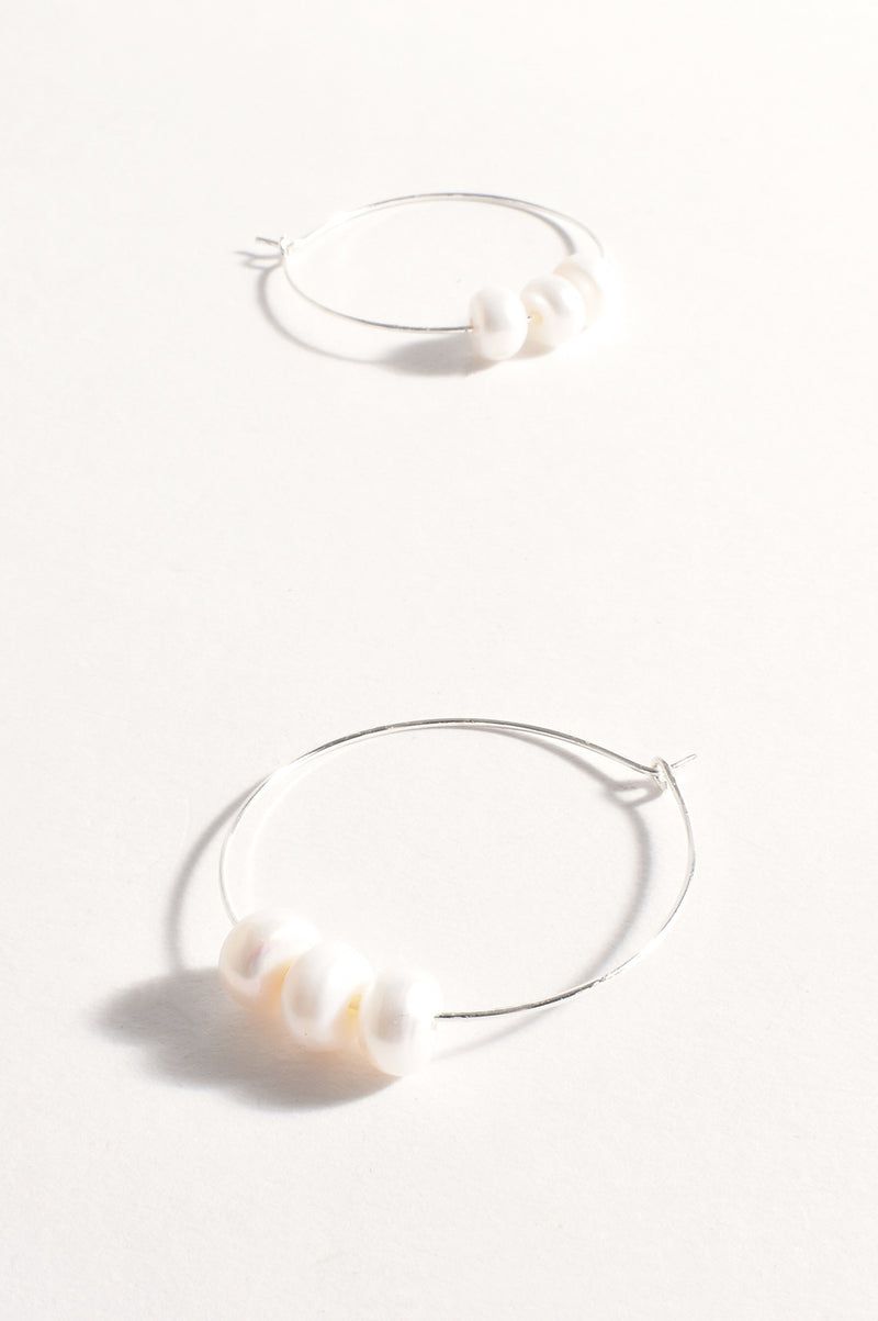 Adorne Trio Pearl Fine Wire Hoops AED3983