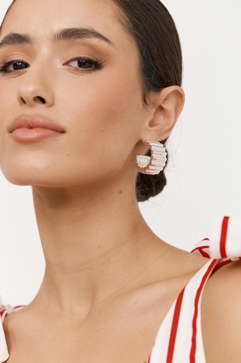 Adorne Barrel Hoops in Silver AED4058