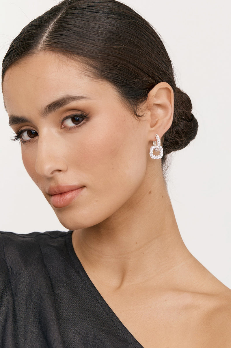 Adorne Diamante Looped Hoop Earrings AED4073