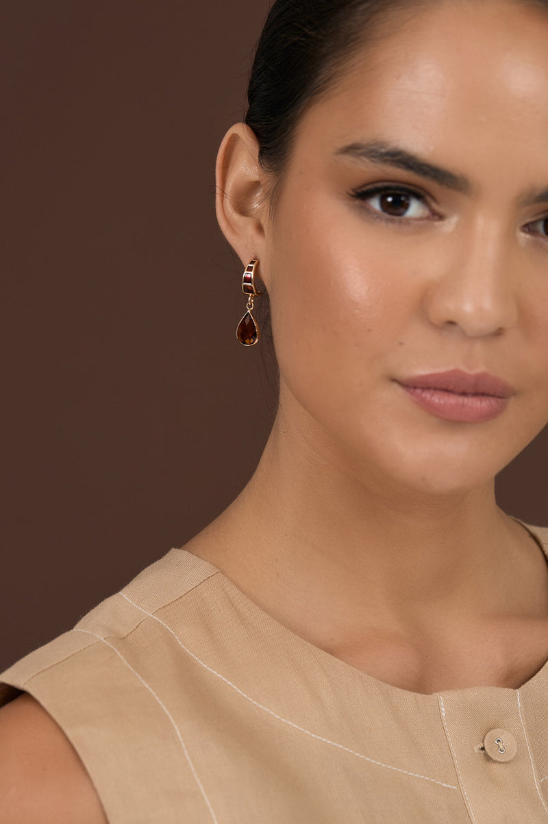 Adorne Glass Teardrop Earrings Choclate AED4151