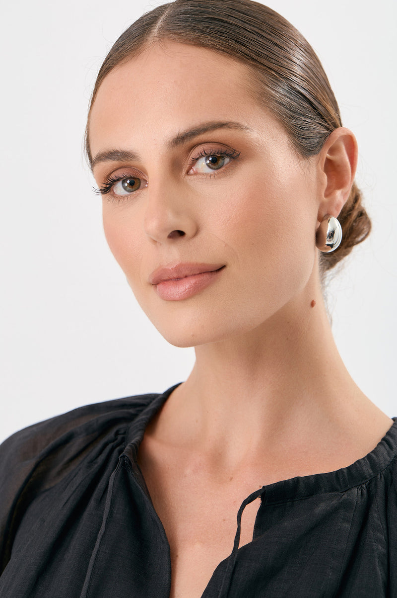Adorne Curved Metal Midi Event Earrings Silver AED4192