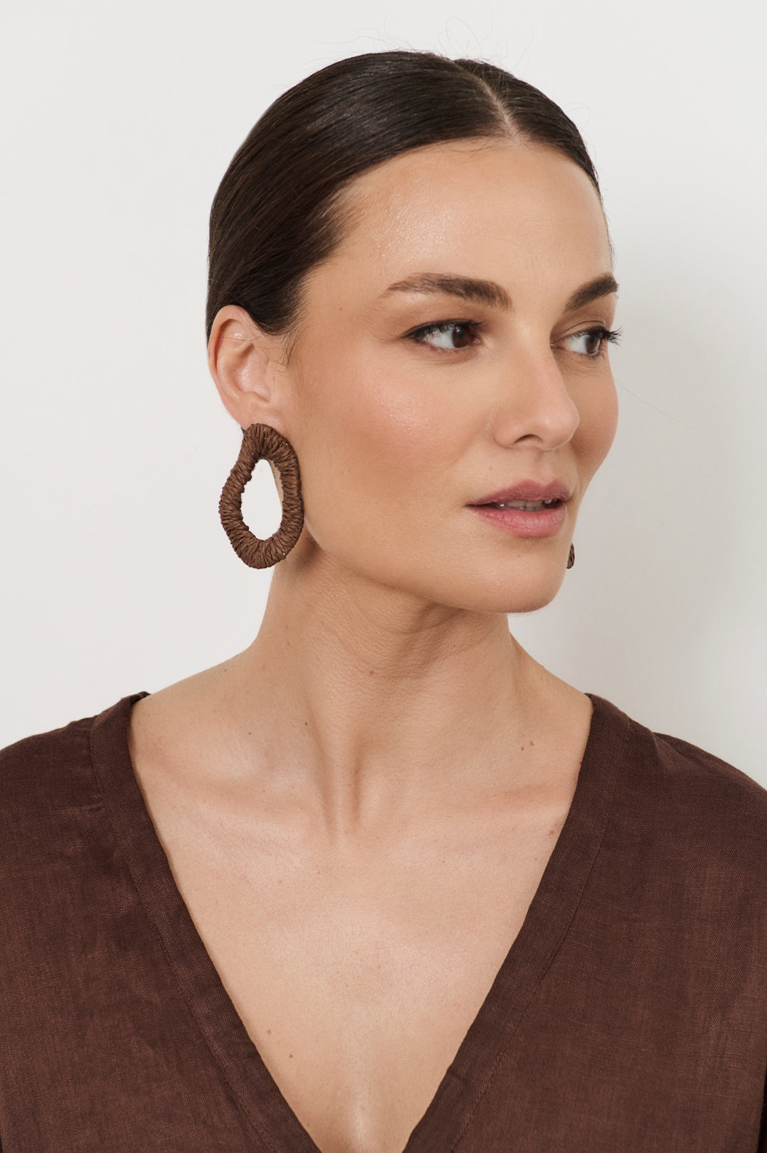 Adorne Wrapped Organic Shape Earrings (Chocolate) AED4291