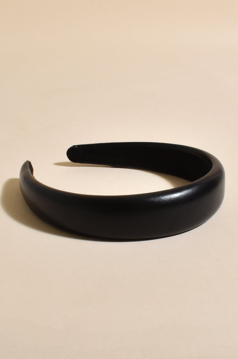 Faux Leather Event Headband in Gloss Black