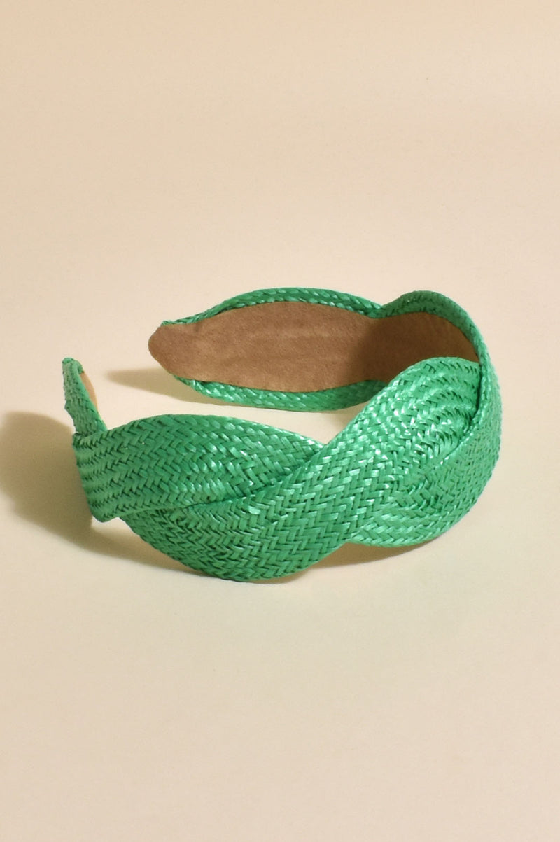 Weave Plait Event Headband in Green