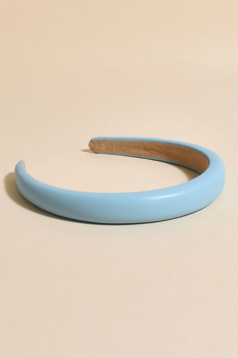 Faux Leather Headband in Light Blue