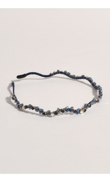 Kiki Wavy Jeweled Headband in Blue AHD 0940