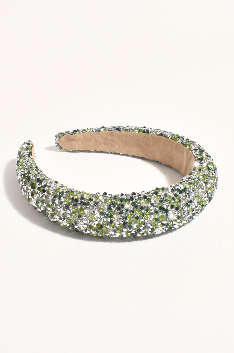 Adorne Dressy Diamante Event Headband in Green AHD0994