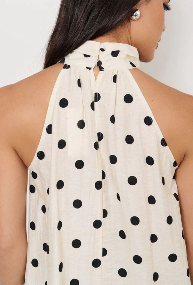 Adorne Kendra High Neck Top in Spot