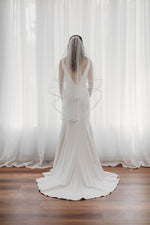 Satin Edge Veil Double Teir AN6038 Ivory or White