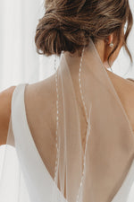 Beaded Veil Ivory Single Teir AN6043B