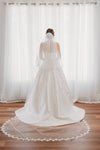 Lace Trim Veil Ivory or White Double Teir AN6041