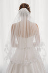 Lace Trim Veil Ivory or White Double Teir AN6041