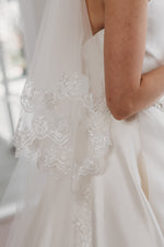 Lace Trim Veil Ivory or White Double Teir AN6041